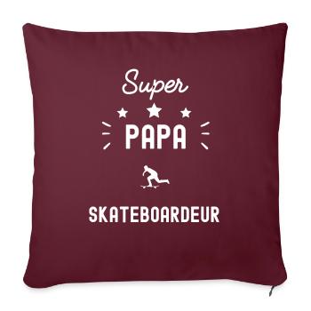 super papa skateboardeur skateboard fête des pères - Housse de coussin décorative 45 x 45 cm - bordeaux - Devant
