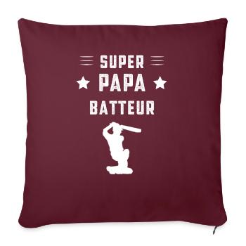 super papa batteur papa cricket cadeau père - Housse de coussin décorative 45 x 45 cm - bordeaux - Devant
