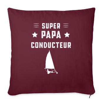 super papa conducteur papa char à voile cadeau - Housse de coussin décorative 45 x 45 cm - bordeaux - Devant