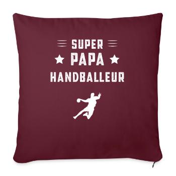 super papa handballeur papa handball cadeau père - Housse de coussin décorative 45 x 45 cm - bordeaux - Devant