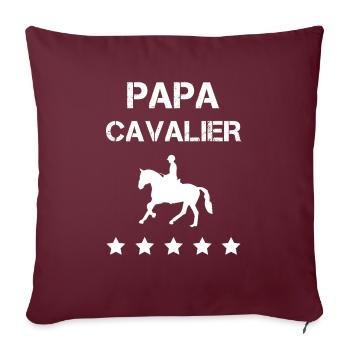 papa cavalier équitation cheval fête des pères - Housse de coussin décorative 45 x 45 cm - bordeaux - Devant