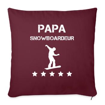 papa snowboardeur snowboard fête des pères - Housse de coussin décorative 45 x 45 cm - bordeaux - Devant