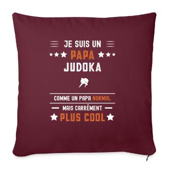 papa judoka papa normal judo - Housse de coussin décorative 45 x 45 cm - bordeaux - Devant