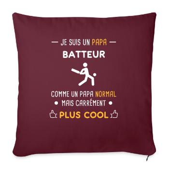je suis un papa batteur cricket - Housse de coussin décorative 45 x 45 cm - bordeaux - Devant