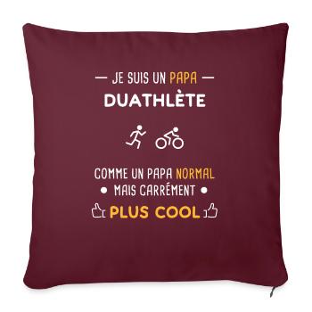 je suis un papa duathlète duathlon - Housse de coussin décorative 45 x 45 cm - bordeaux - Devant