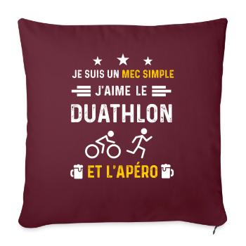 apéro duathlon mec simple cadeau apéro - Housse de coussin décorative 45 x 45 cm - bordeaux - Devant