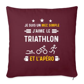 apéro triathlon mec simple cadeau apéro - Housse de coussin décorative 45 x 45 cm - bordeaux - Devant