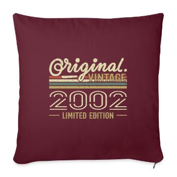 2002 Anniversaire Rétro 2002 Original 2002 Vintage - Housse de coussin décorative 45 x 45 cm - bordeaux - Devant
