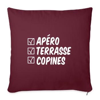 Apéro terrasse copines t-shirt fête des mères - Housse de coussin décorative 45 x 45 cm - bordeaux - Devant
