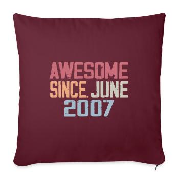 Juin 2007 Juin Cadeau Anniversaire June 2007 Rétro - Housse de coussin décorative 45 x 45 cm - bordeaux - Devant