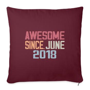 Juin 2018 Juin Cadeau Anniversaire June 2018 Rétro - Housse de coussin décorative 45 x 45 cm - bordeaux - Devant
