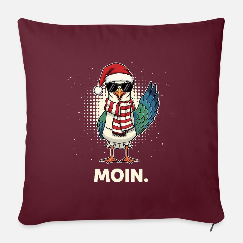 Möwe Weihnachtsmann - Sofakissenbezug 45 x 45 cm - Burgunderrot