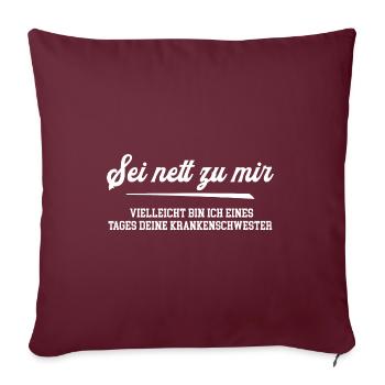 Krankenschwester Spruch coole Kranken Schwester - Sofakissenbezug 45 x 45 cm - Burgunderrot - Vorne