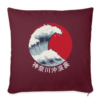 Japon Kanagawa vague kanji cadeau vague japonaise - Housse de coussin décorative 45 x 45 cm - bordeaux - Devant