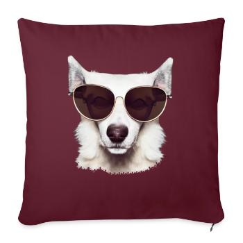 Chien avec lunettes de soleil Amoureux des chiens Propriétaire de chien - Housse de coussin décorative 45 x 45 cm - bordeaux - Devant