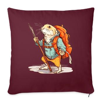 Le rat-taupe errant dans la nature - Housse de coussin décorative 45 x 45 cm - bordeaux - Devant