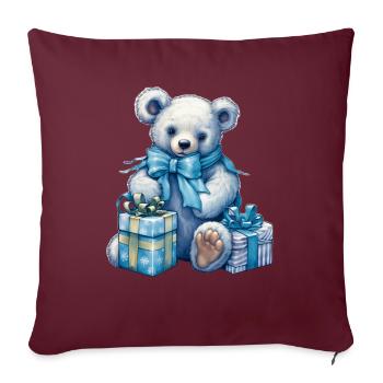 Teddy bleu 5 - Housse de coussin décorative 45 x 45 cm - bordeaux - Devant