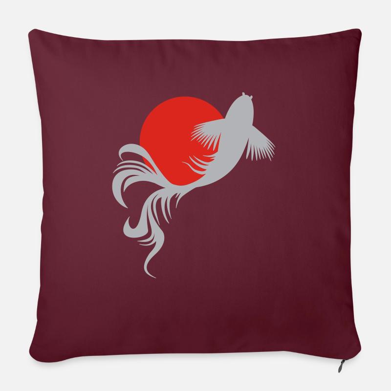 Roi der Koi-Karpfen - Sofakissenbezug 45 x 45 cm - Burgunderrot