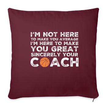 Cadeau d'amateur de basketball entraîneur de basket - Housse de coussin décorative 45 x 45 cm - bordeaux - Devant