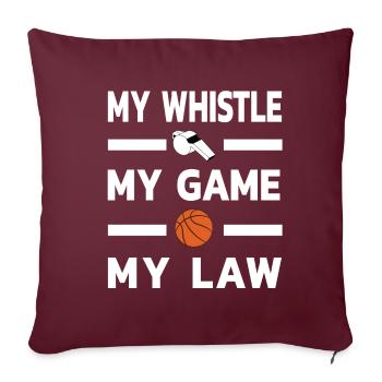 Cadeau de jeux sifflet arbitre basket - Housse de coussin décorative 45 x 45 cm - bordeaux - Devant