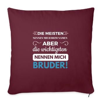 Frère cœur famille frère dire frères et soeurs Brudi - Housse de coussin décorative 45 x 45 cm - bordeaux - Devant