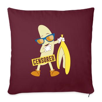 Banane nue censurée - Housse de coussin décorative 45 x 45 cm - bordeaux - Devant