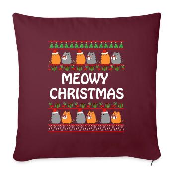 Meowy Christmas Ugly Christmas Sweater - Amoureux des chats - Housse de coussin décorative 45 x 45 cm - bordeaux - Devant