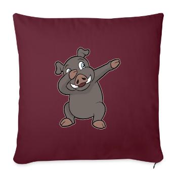 Phacochère animal de ferme - Housse de coussin décorative 45 x 45 cm - bordeaux - Devant
