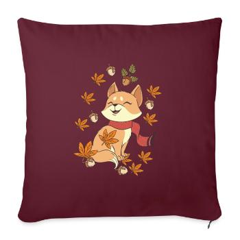Feuille de chat de l’érable automne Bonjour automne - Housse de coussin décorative 45 x 45 cm - bordeaux - Devant