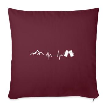 Montagnes bière bière battement de coeur chope randonnée alpinistes - Housse de coussin décorative 45 x 45 cm - bordeaux - Devant