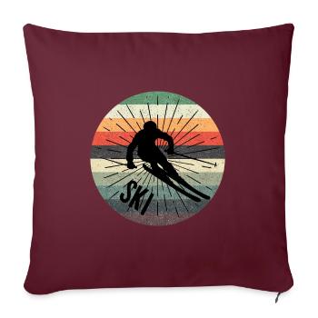 T-shirt d'hiver ski rétro ski montagne - Housse de coussin décorative 45 x 45 cm - bordeaux - Devant