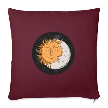 Lune et soleil - Housse de coussin décorative 45 x 45 cm - bordeaux - Devant
