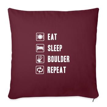 Boulderer Eat Sleep Boulder Repeat climber - Housse de coussin décorative 45 x 45 cm - bordeaux - Devant