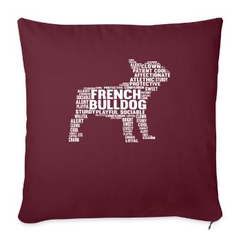 Chien Frenchie drôle de personnage de bouledogue français - Housse de coussin décorative 45 x 45 cm - bordeaux - Devant