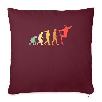 Skier Evolution Montagnes Ski Sports Skieur Ski - Housse de coussin décorative 45 x 45 cm - bordeaux - Devant