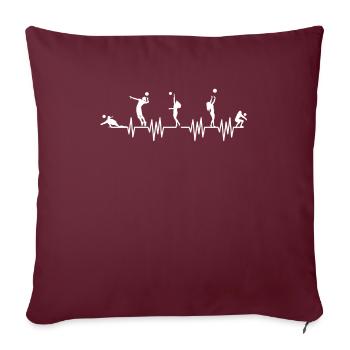 Joueur de volley- battement de coeur joueur de volley - Housse de coussin décorative 45 x 45 cm - bordeaux - Devant