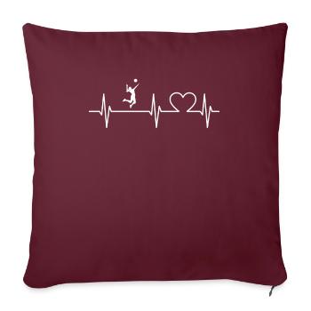 Joueur de volley- battement de coeur joueur de volley - Housse de coussin décorative 45 x 45 cm - bordeaux - Devant
