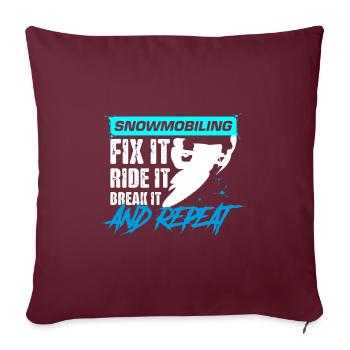 Motoneige Fixez-le, montez-le, cassez-le et répétez - Housse de coussin décorative 45 x 45 cm - bordeaux - Devant