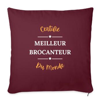 Certifié meilleur brocanteur du monde - Housse de coussin décorative 45 x 45 cm - bordeaux - Devant