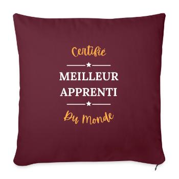 Certifié meilleur apprenti du monde - Housse de coussin décorative 45 x 45 cm - bordeaux - Devant