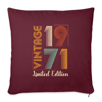 Anniversaire 1971 71 Vintage Rétro Vintage Cadeau - Housse de coussin décorative 45 x 45 cm - bordeaux - Devant