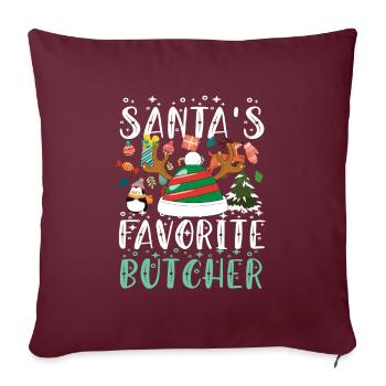 Weihnachtsgeschenk Metzger Fleischer Metzgerei - Sofakissenbezug 45 x 45 cm - Burgunderrot - Vorne