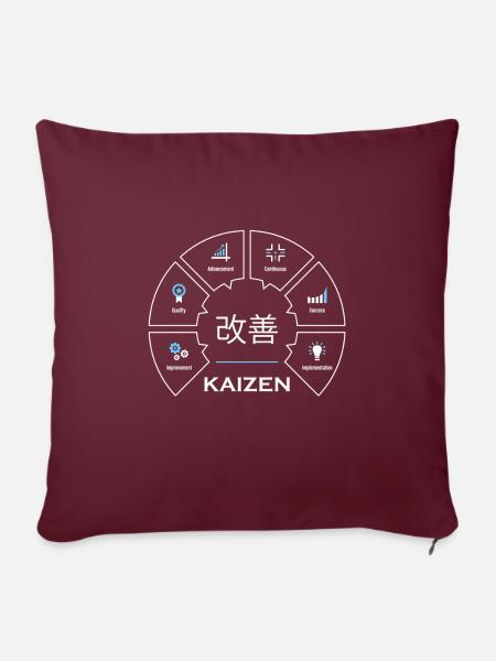 Kaizen Japanisches Konzept - Sofakissenbezug 45 x 45 cm - Burgunderrot