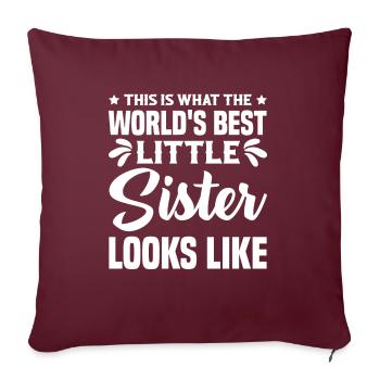 Mignonne petite sœur Hibou Frères et sœurs Tenue - Housse de coussin décorative 45 x 45 cm - bordeaux - Devant