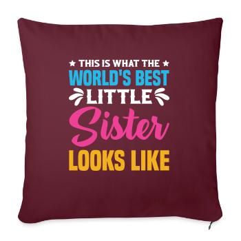 Mignonne petite sœur Hibou Frères et sœurs Tenue - Housse de coussin décorative 45 x 45 cm - bordeaux - Devant