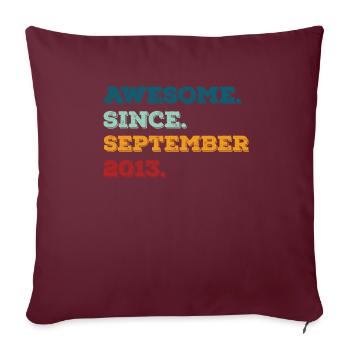 Anniversaire Septembre 2013 Né Année de naissance - Housse de coussin décorative 45 x 45 cm - bordeaux - Devant