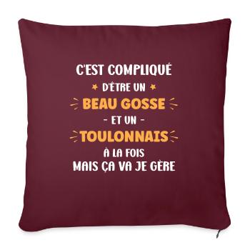 Beau gosse toulonnais - Housse de coussin décorative 45 x 45 cm - bordeaux - Devant