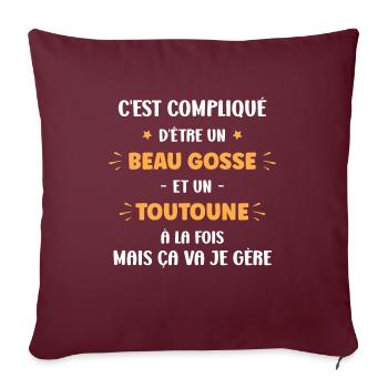 beau gosse Toutoune - Housse de coussin décorative 45 x 45 cm - bordeaux - Devant