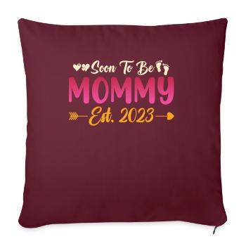 Maman 23 Annonce Mère Bébé Futur maman 2023 - Housse de coussin décorative 45 x 45 cm - bordeaux - Devant