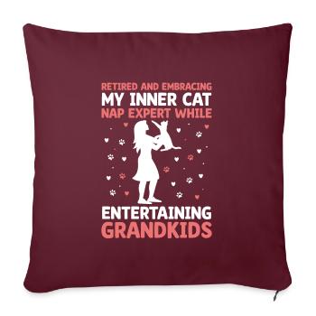 Amoureux des chats Grand-mère retraitée Retraité Propriétaire de chat Chat - Housse de coussin décorative 45 x 45 cm - bordeaux - Devant